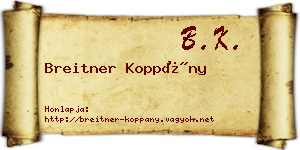 Breitner Koppány névjegykártya